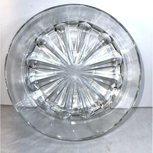 Vintage Italy Glass Bowl 20cm Clear Diamond Cut 1.6L Crystal Serving Fruit Salad